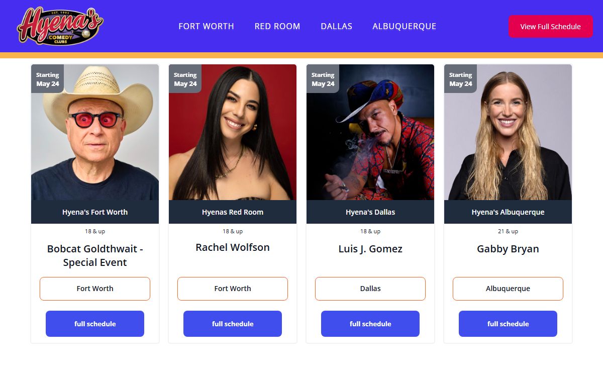 Hyena's Comedy Night Clubs | Dallas, Fort Worth, and Albuquerque