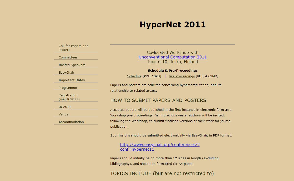 HyperNet 2011: Hypercomputation Research Network 2011