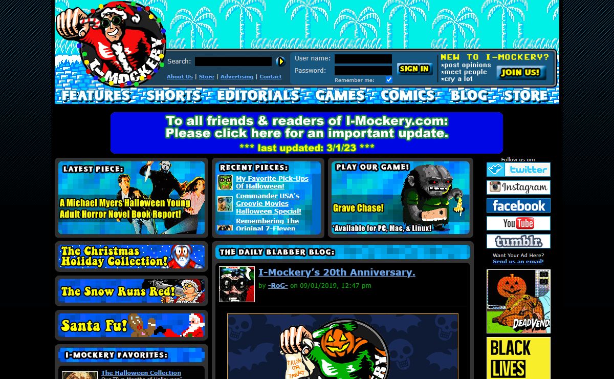 I-Mockery.com - Dedicated to what really matters in life: b-movies, old toys, Halloween, video games, strange foods, oddities, and more.