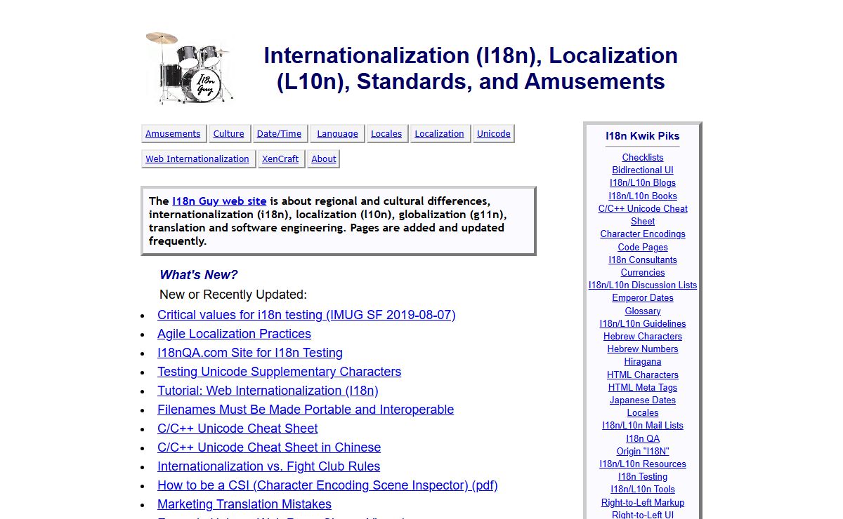 Internationalization (I18n), Localization (L10n), Standards, and Amusements