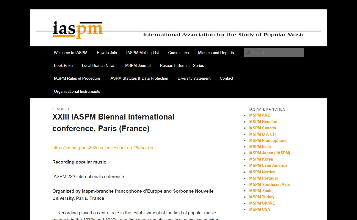IASPM | International Association for the Study of Popular Music
