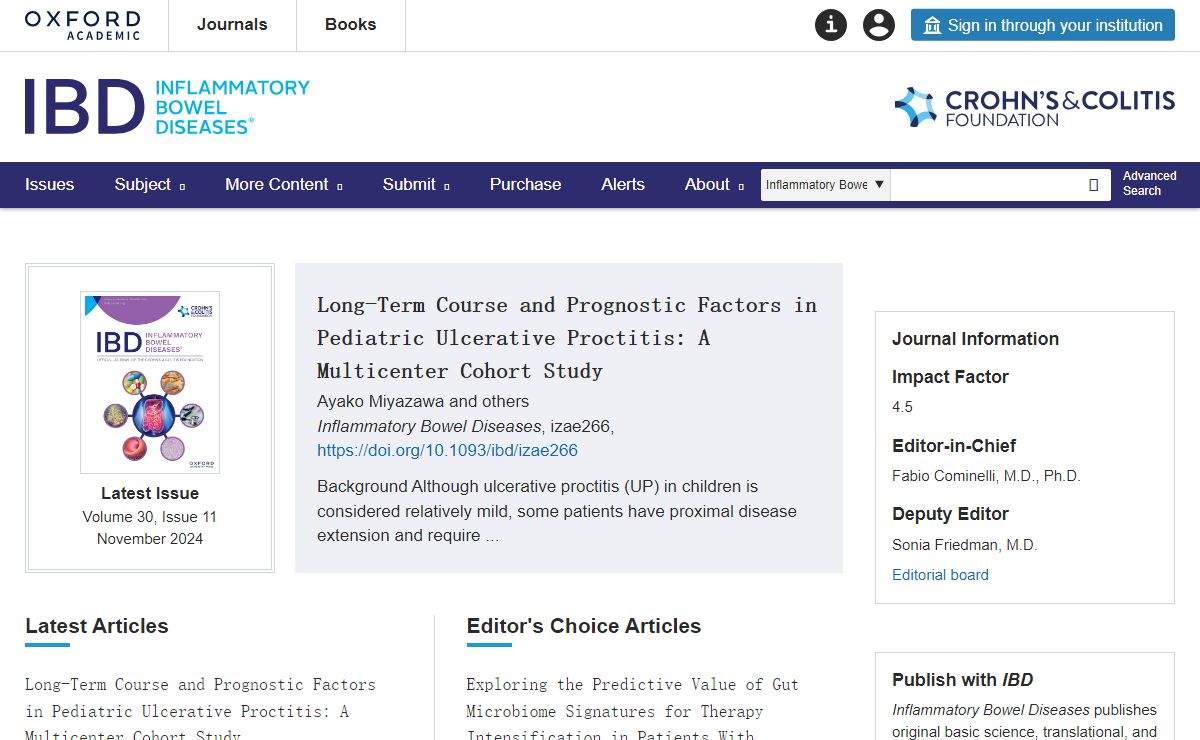 Inflammatory Bowel Diseases | Oxford Academic