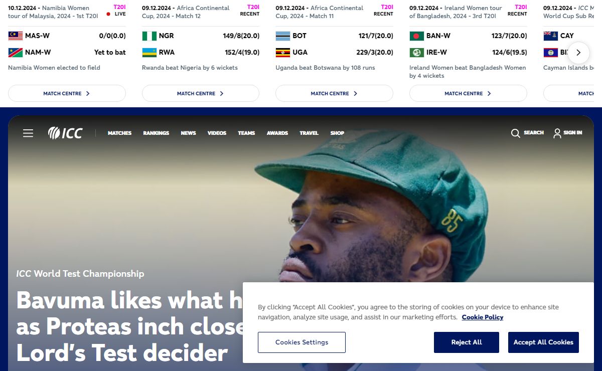 Official International Cricket Council Website