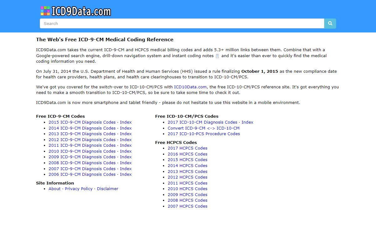 The Web's Free ICD-9-CM & ICD-10-CM Medical Coding Reference