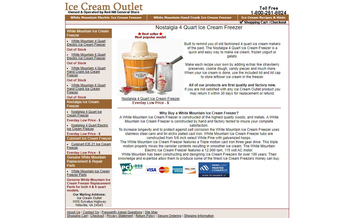 White Mountain Ice Cream Freezer - Ice Cream Outlet
