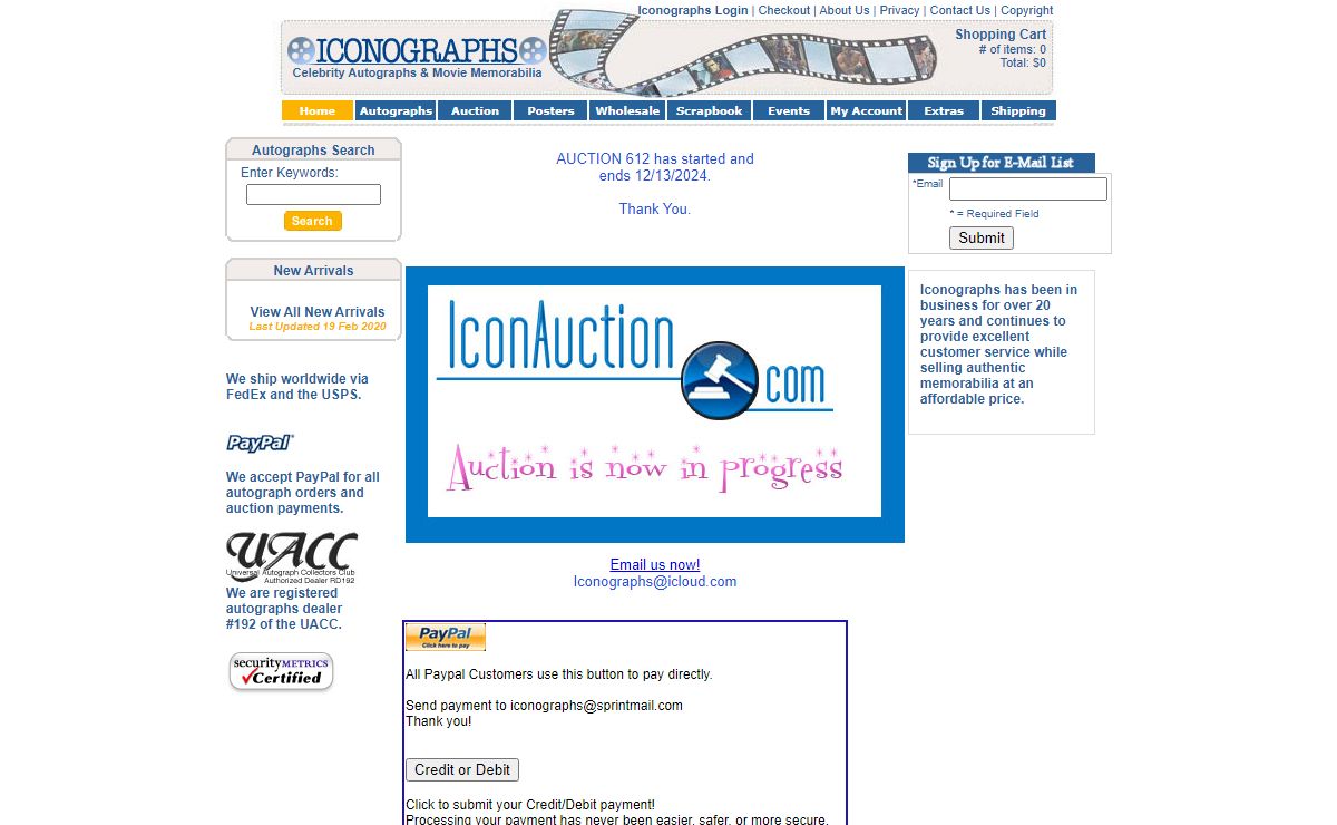 Autographed Movie Memorabilia and Celebrity Autographs Dealer - Iconographs, Inc