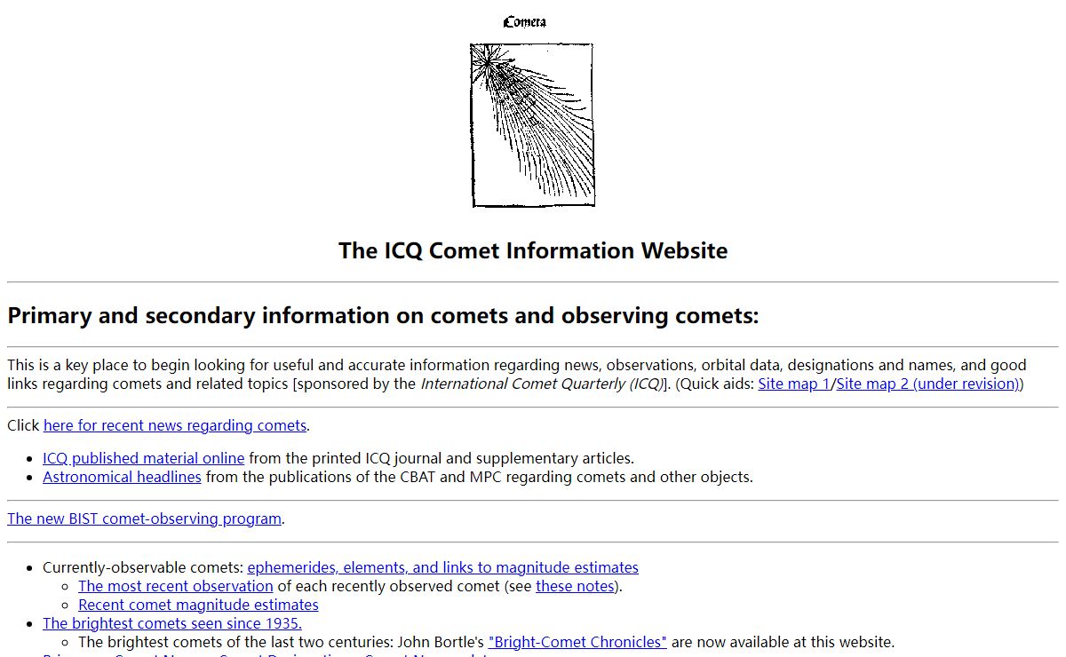 Comet Information and the International Comet Quarterly (ICQ)