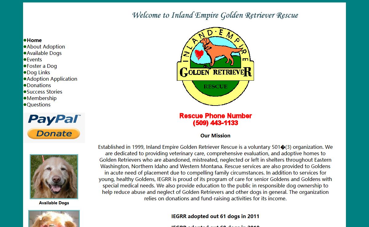 Inland Empire Golden Retriever Rescue, Spokane Washington