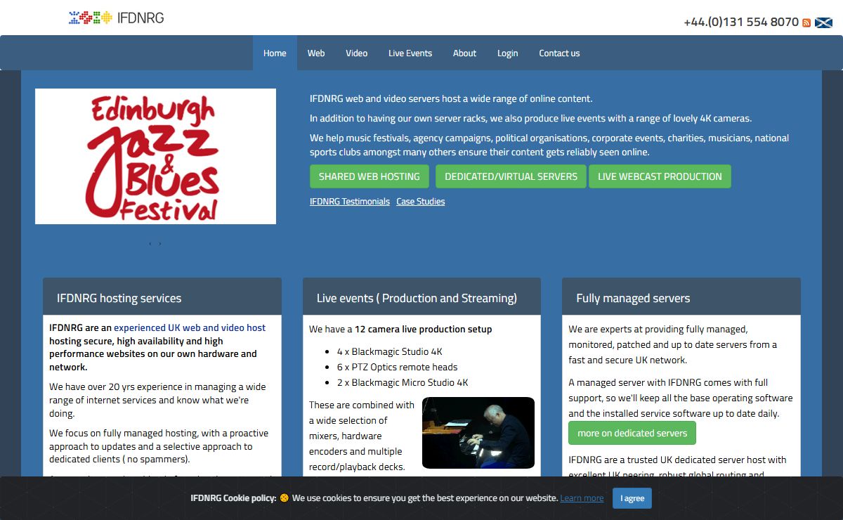 IFDNRG: one of the fastest UK web and video streaming hosting providers for secure web, video, audio and business hosting. Affordable BSD platform for performance and secure hosting.
