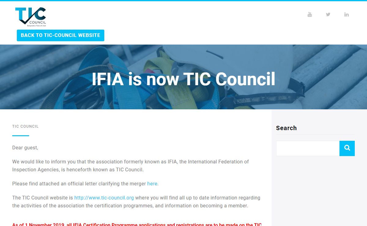 IFIA | IFIA is now TIC Council | IFIA Federation | International Federation of Inspection Agencies