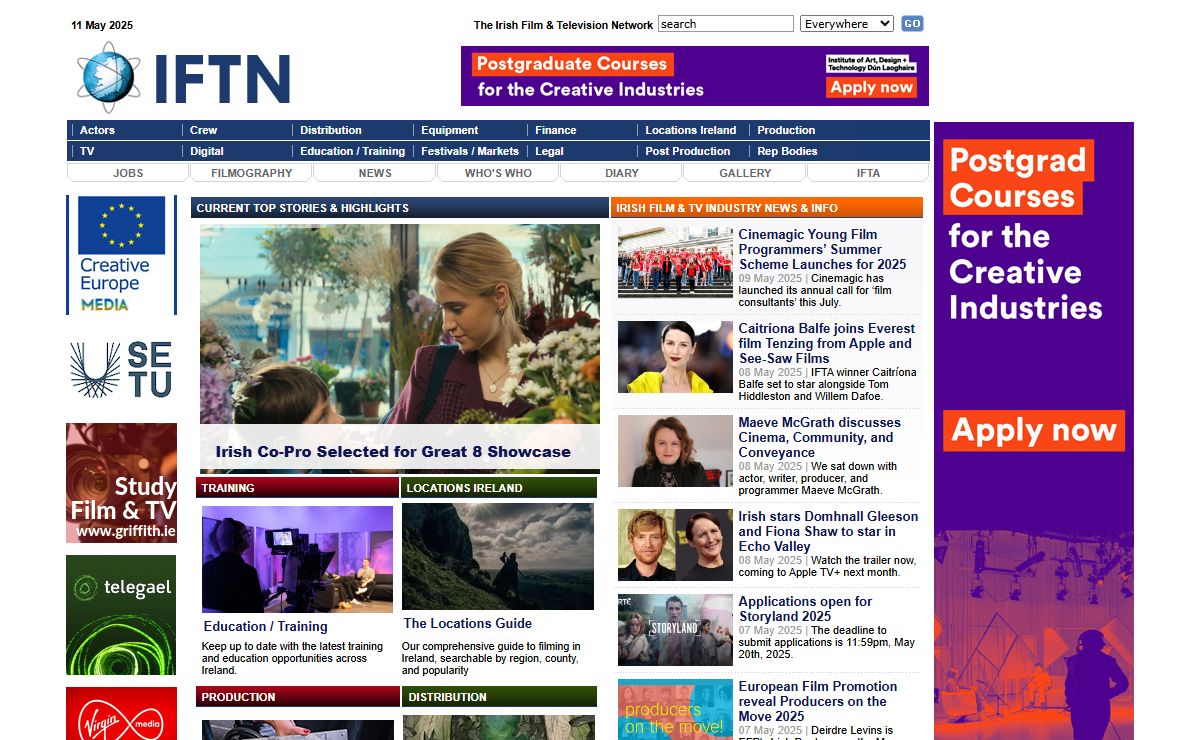 Irish Film & Television Network | IFTN | Company Directory, Irish film Locations, Actors, Crew, Industry events, Jobs | The Irish Film & Television Network