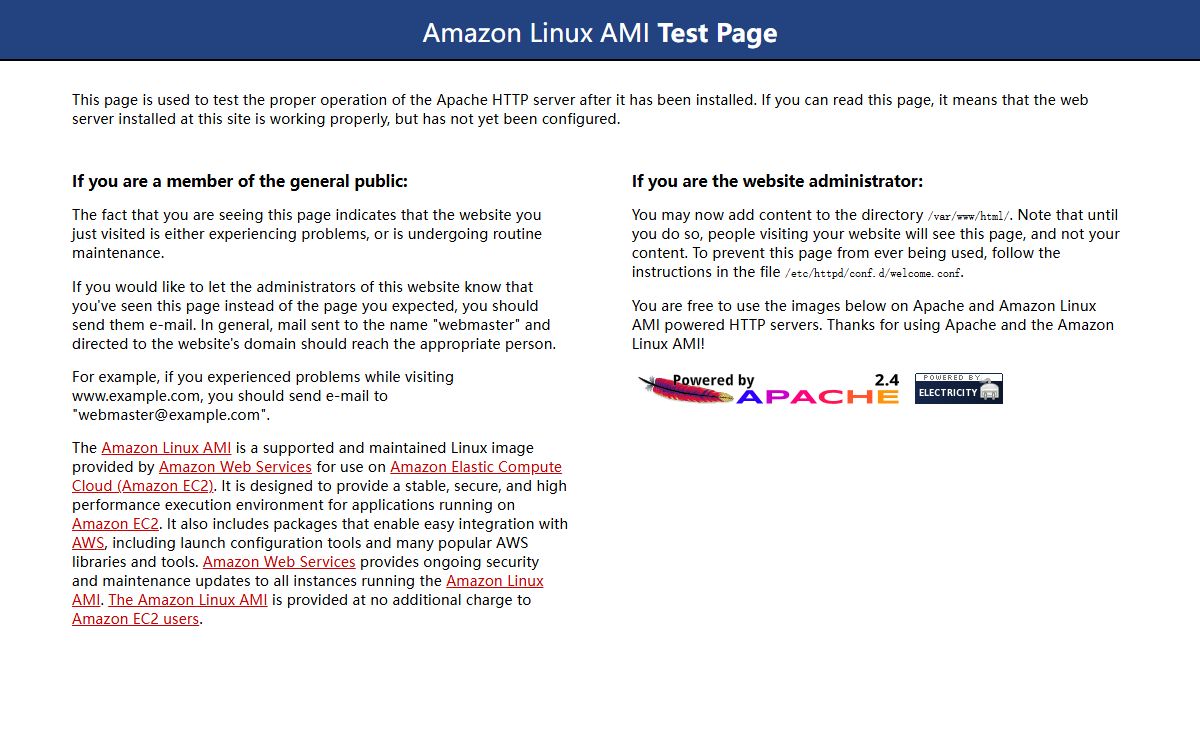 Test Page for the Apache HTTP Server on the Amazon Linux AMI