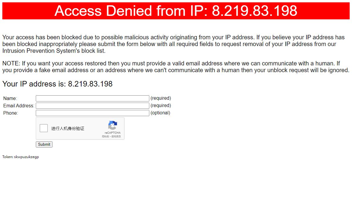Intrusion Prevention System - Access Denied