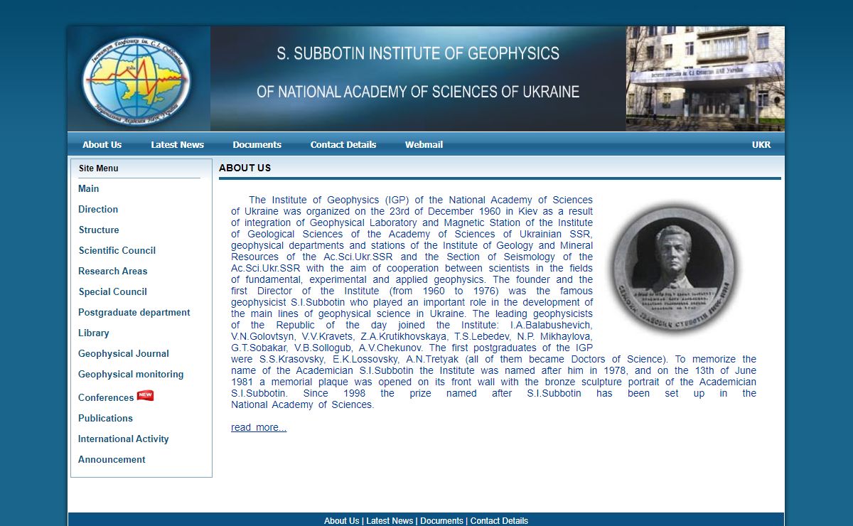 Main | Institute of Geophysics National Academy of Sciences of Ukraine