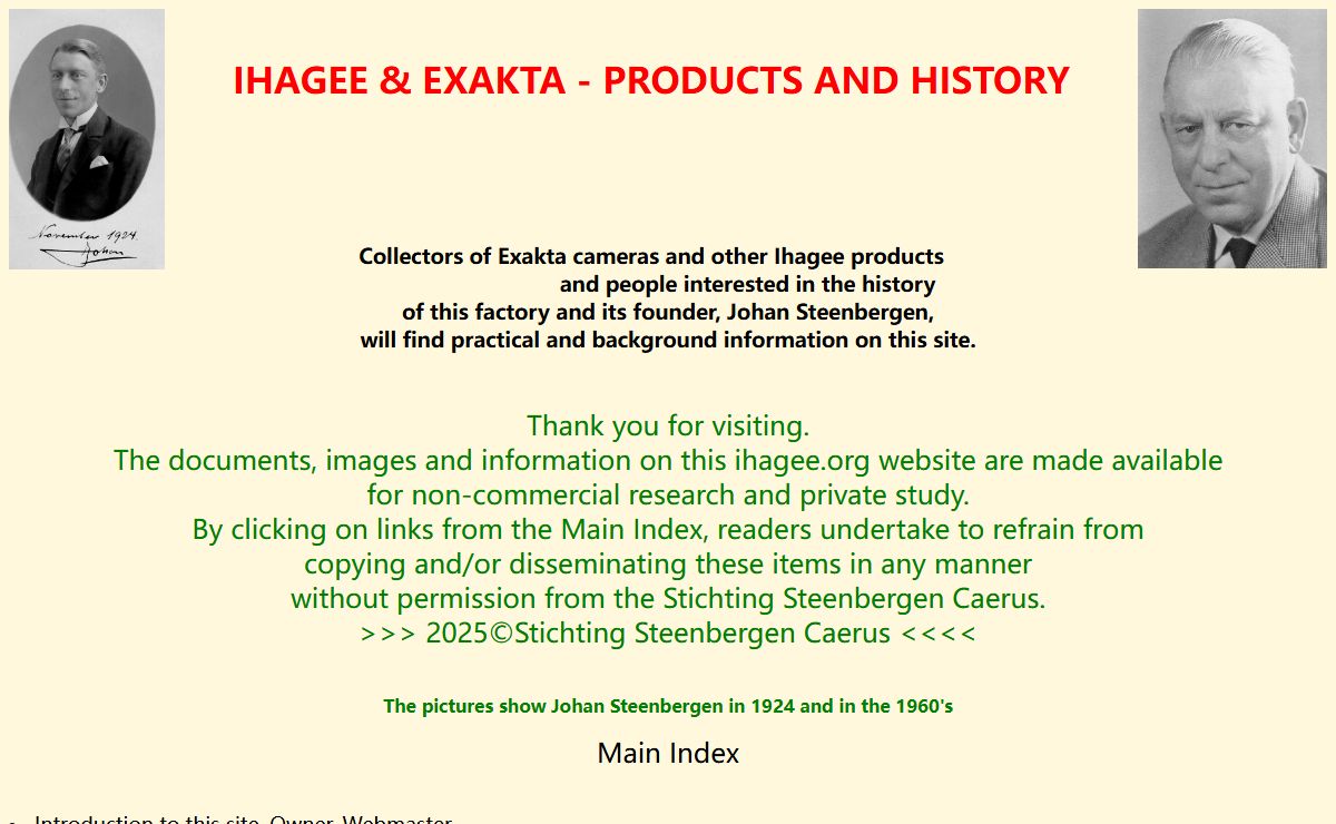 IHAGEE & EXAKTA PRODUCTS AND HISTORY