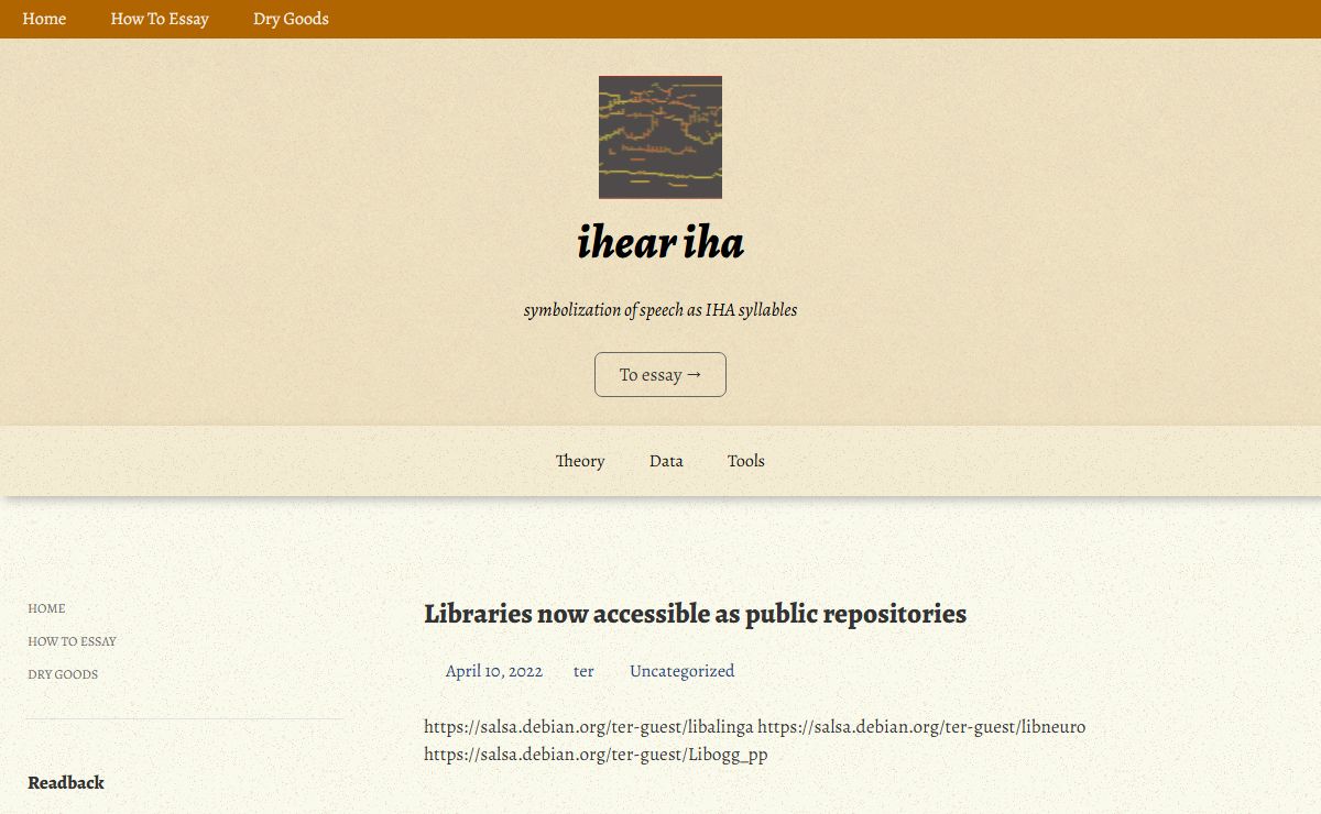 ihear iha – symbolization of speech as IHA syllables