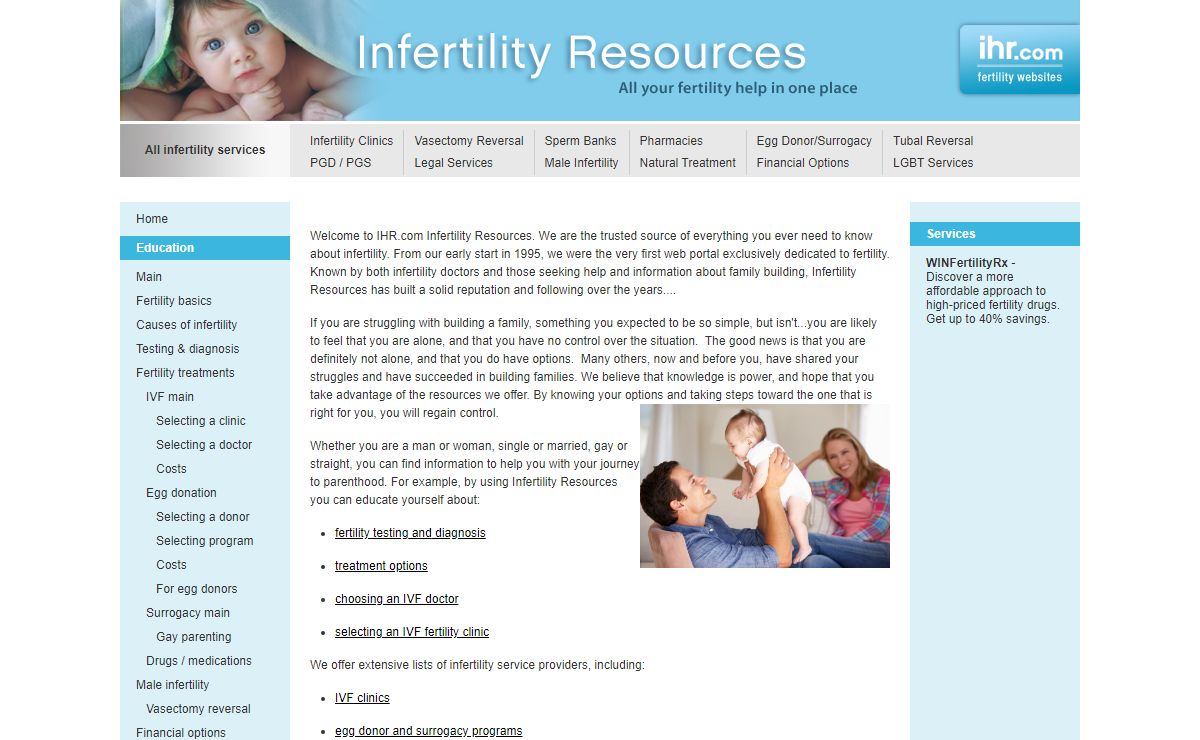 IHR.com - infertility and fertility education, IVF, fertility clinics, egg donation, egg donors, fertility medications