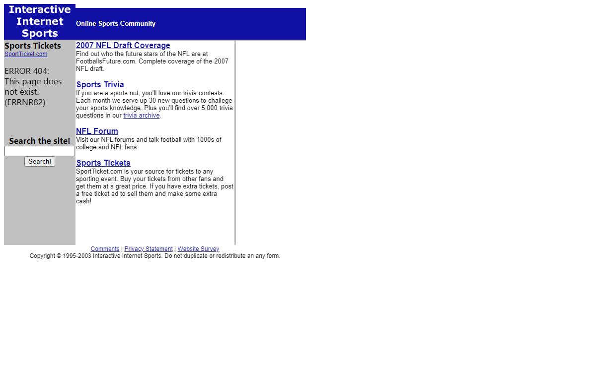 NFL Draft, Forum, Sports Trivia, Tickets - Interactive Internet Sports