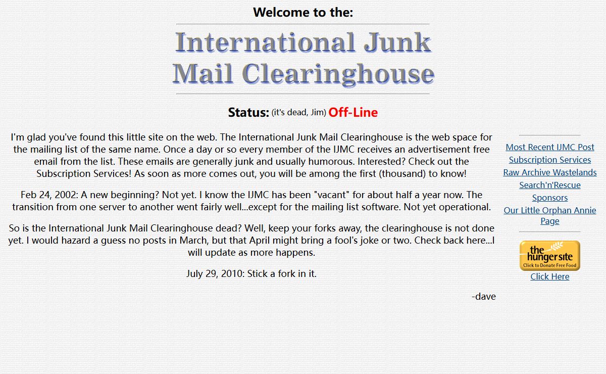 Welcome to the International Junk Mail Clearinghouse!