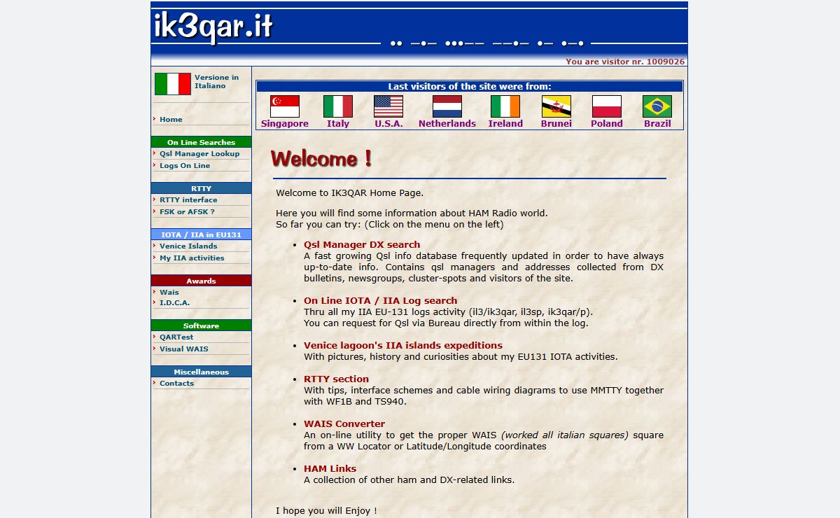 Welcome to IK3QAR HAM Radio Site - with wais, managers, logs on line search and more