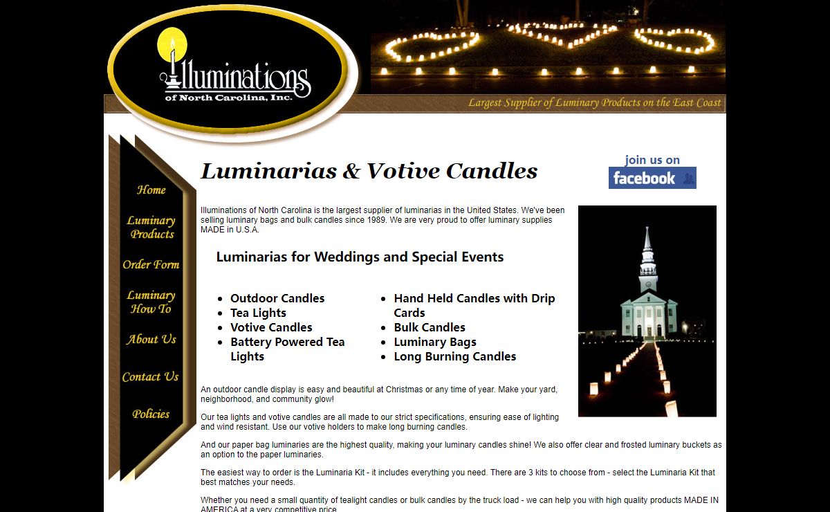 Luminarias, votive candles, tea lights, tea light candles, bulk candles, candles online, luminary bags - Illuminations of North Carolina