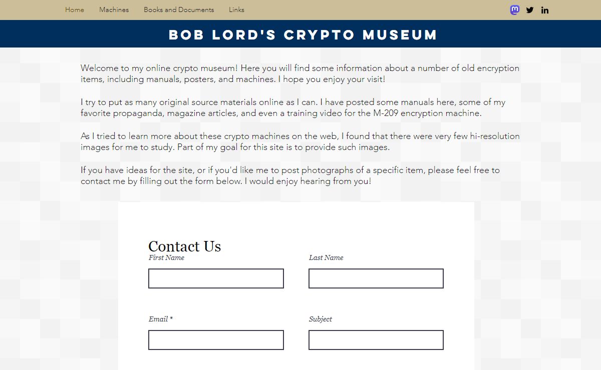 Home | Bob Lord's Crypto Museum