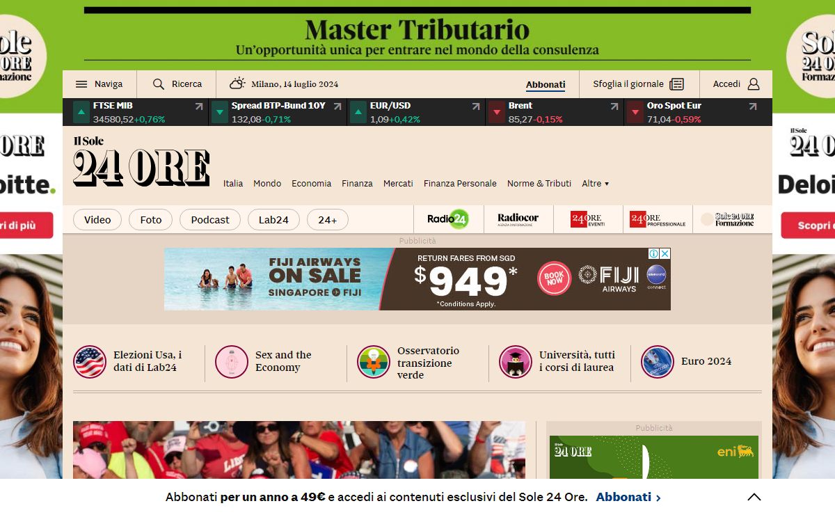 Il Sole 24 Ore: notizie di economia, finanza, borsa, fisco, cronaca italiana ed esteri - Il Sole 24 ORE