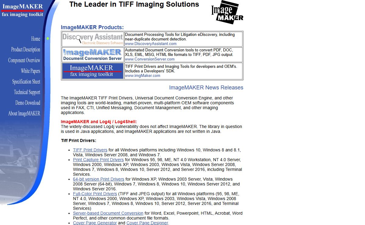 ImageMAKER Development: Multi-platform fax components, fax print drivers, viewers, and TIFF conversion