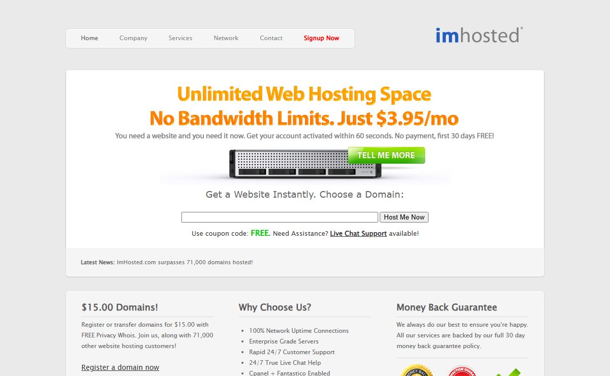 Website Hosting, Affordable Web Hosting, Ecommerce Web Hosting, JSP Web Hosting by ImHosted.com