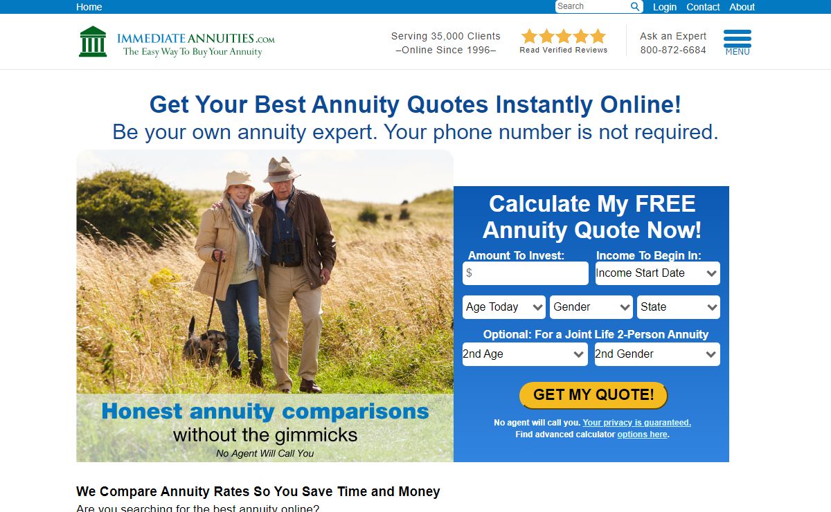 Immediate Annuities - Income Annuity Quote Calculator - ImmediateAnnuities.com