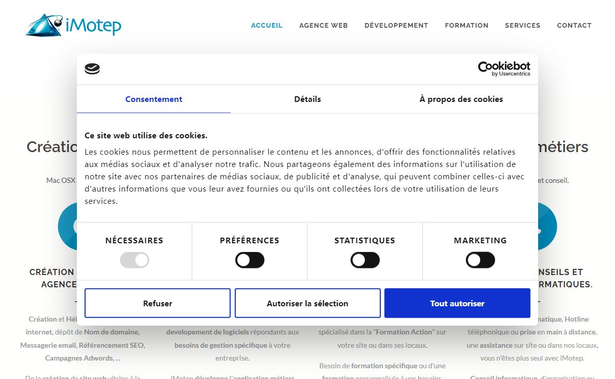 Organisme de formation datadoké, Développement de logiciels, service internet, boite email, creation site web - iMotep 05 62 33 45 45