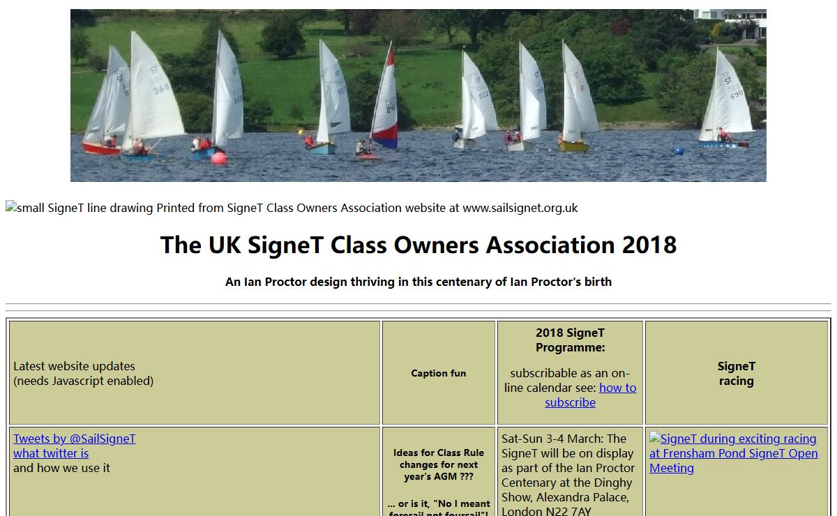 Welcome to the SigneT Class Owners' Association Website 2018