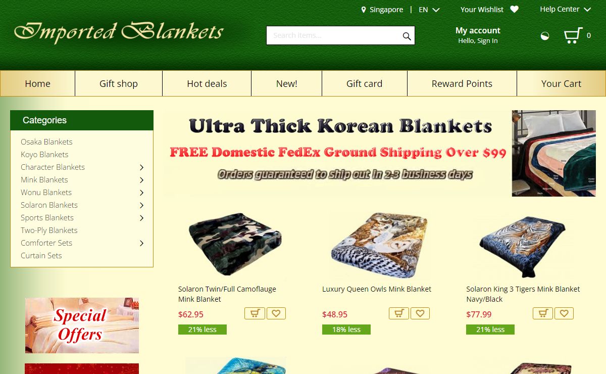 Imported Blankets > Categories