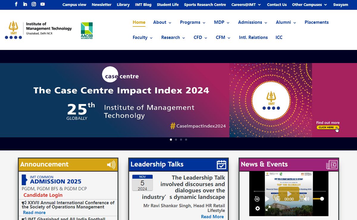 IMT Ghaziabad | Best PGDM Colleges/Institutes/B School in Delhi NCR
