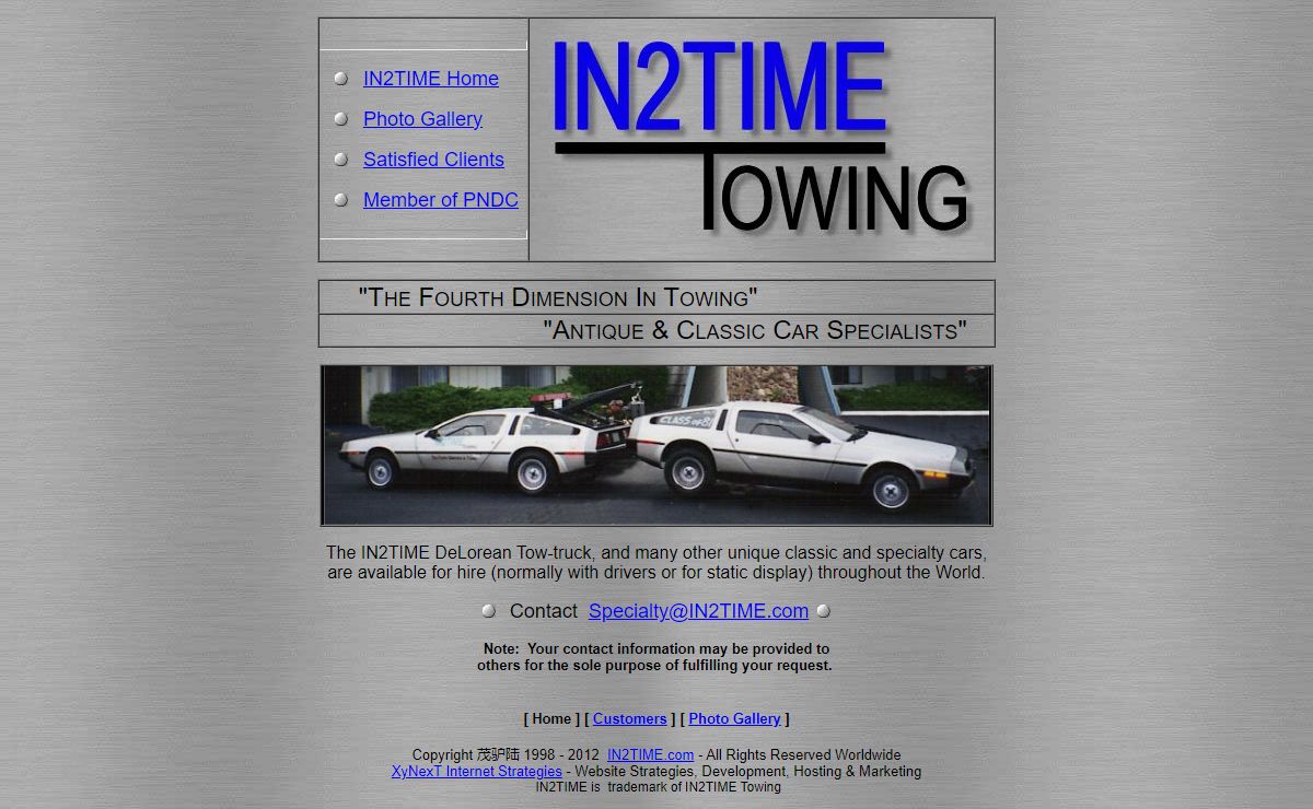IN2TIME - Home of the DeLorean Tow Truck