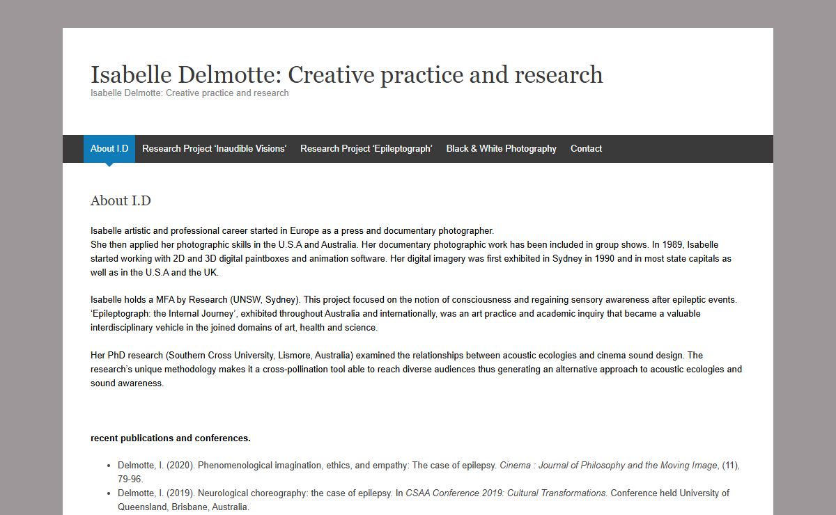 Isabelle Delmotte: Creative practice and research | Isabelle Delmotte: Creative practice and research