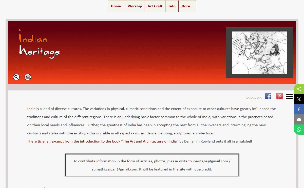Indian Heritage - info on Indian art and culture