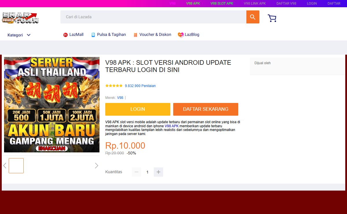 V98 APK : SLOT VERSI ANDROID UPDATE TERBARU LOGIN DI SINI