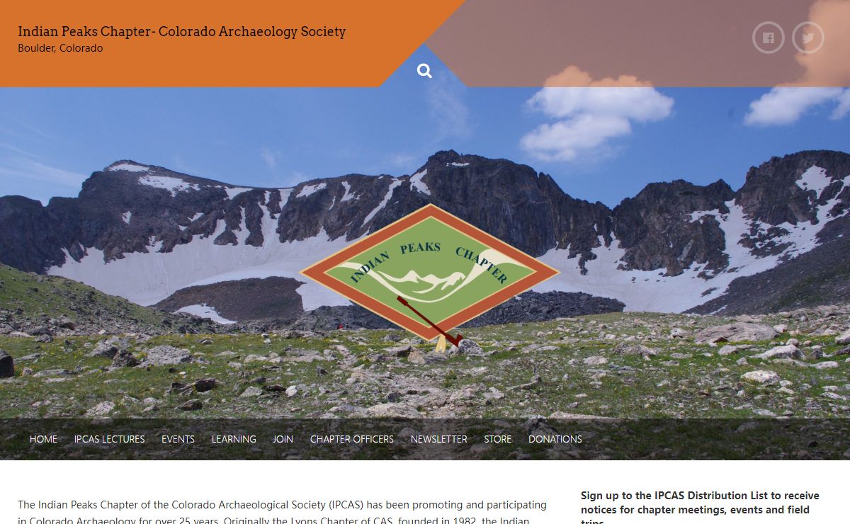 Indian Peaks Chapter- Colorado Archaeology Society – Boulder, Colorado