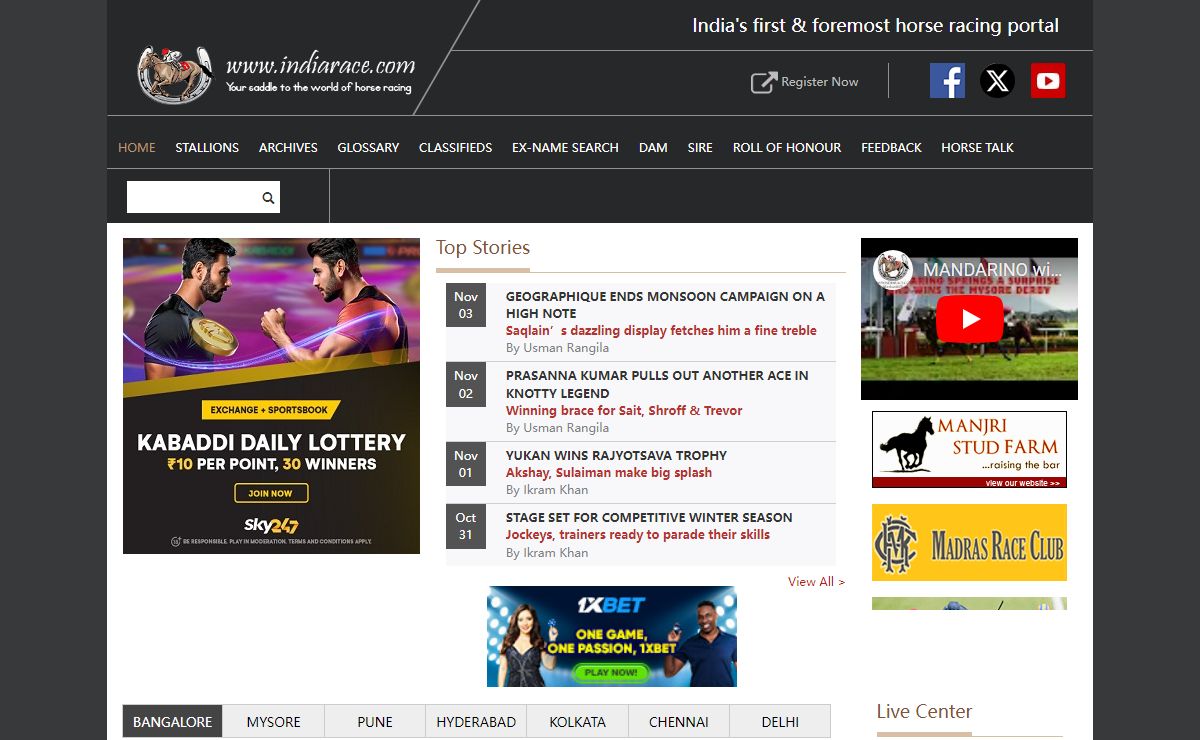 Indiarace.com - india's first & foremost horse racing portal