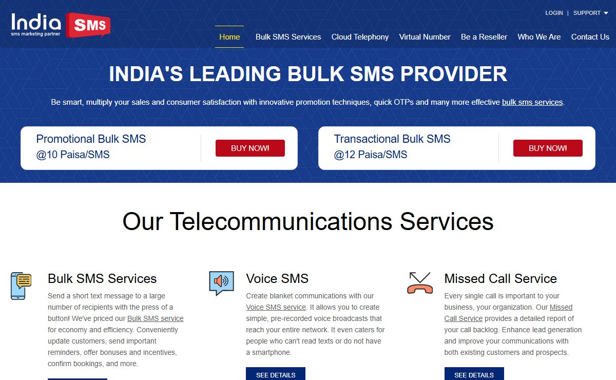 India's Most Trusted Bulk SMS Provider | IndiaSMS
