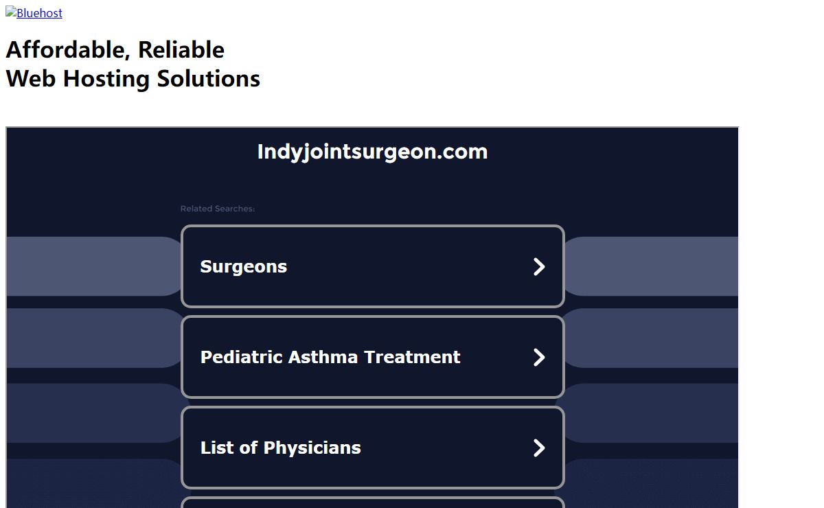 Welcome indyjointsurgeon.com - BlueHost.com