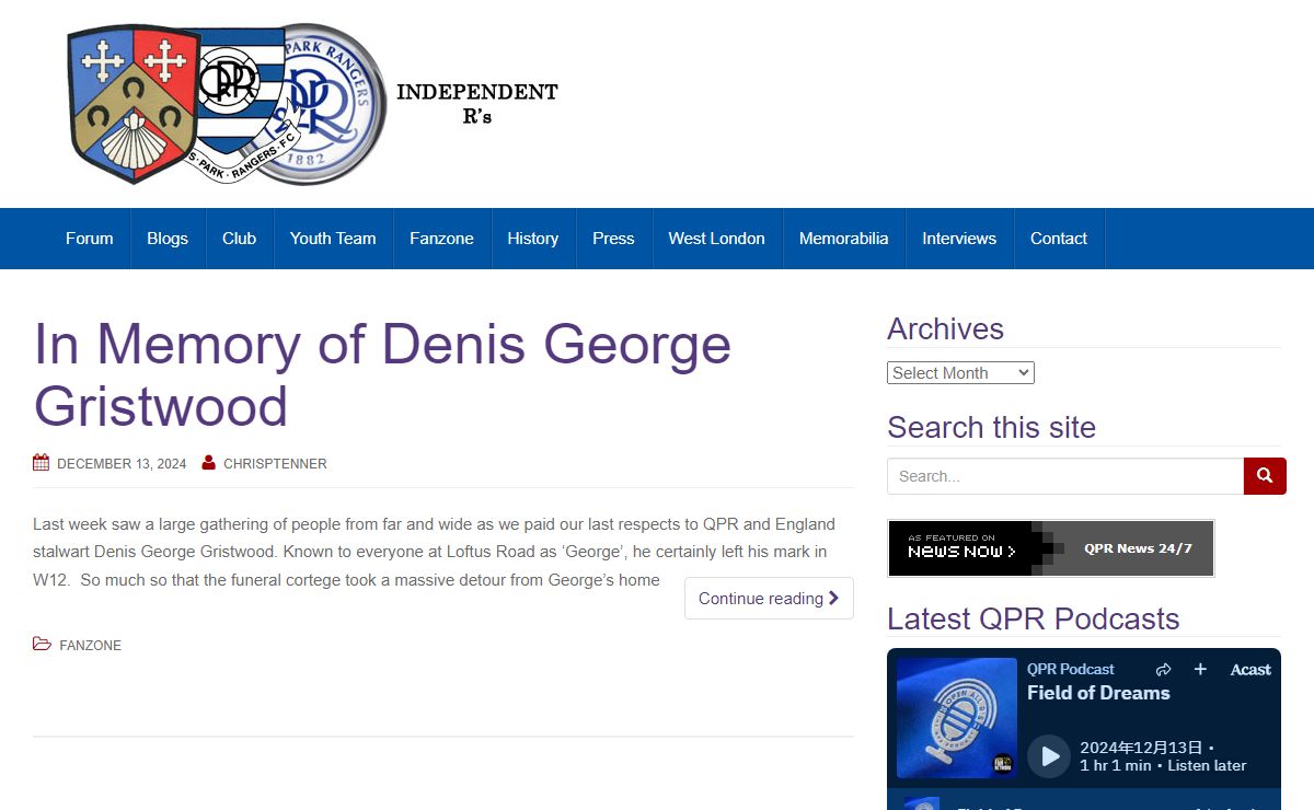 Independent Rs – News and views on Queens Park Rangers
