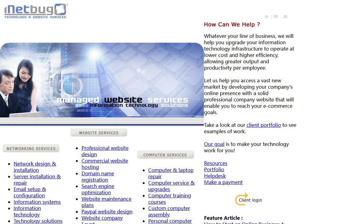 Company Websites & Solutions from iNetbug® Technology - Egypt Website Company - Professional Design & Hosting Website Services