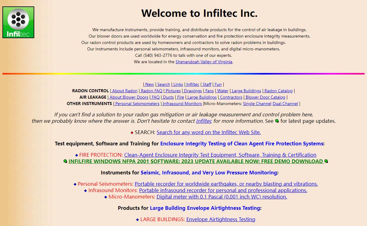 INFILTEC Air Leakage Control - Radon Gas Mitigation & Blower Doors - test, testing