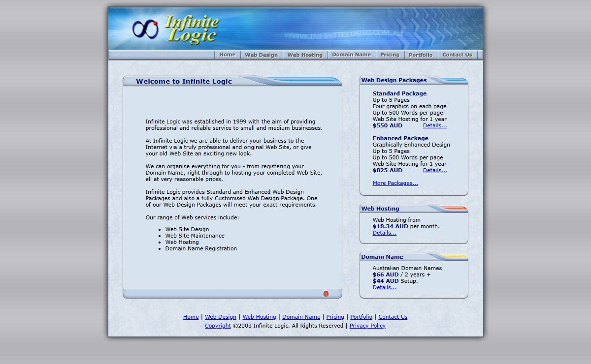 Infinite Logic providing Web Design, Web Hosting and Domain Names - Perth, Australia