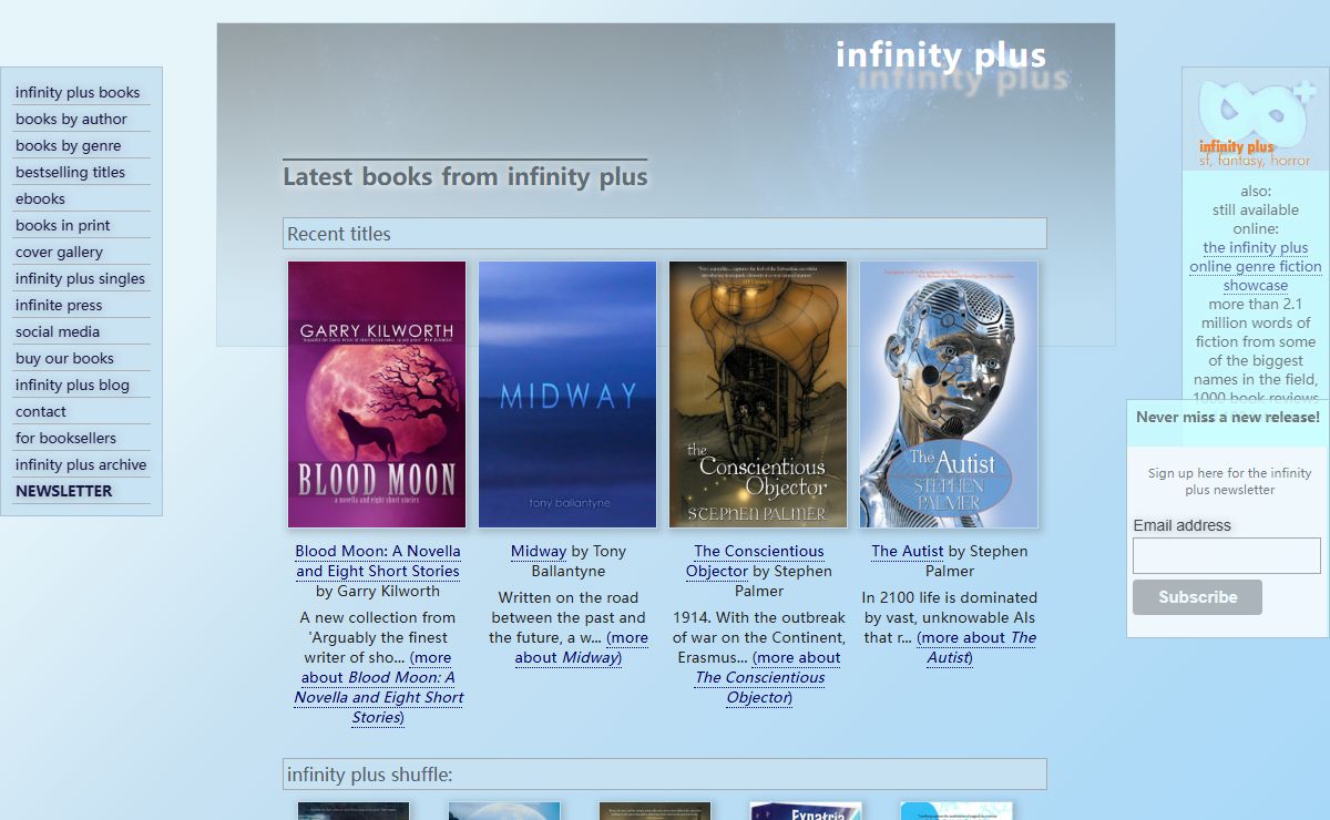 infinity plus: science fiction, fantasy, horror and crime