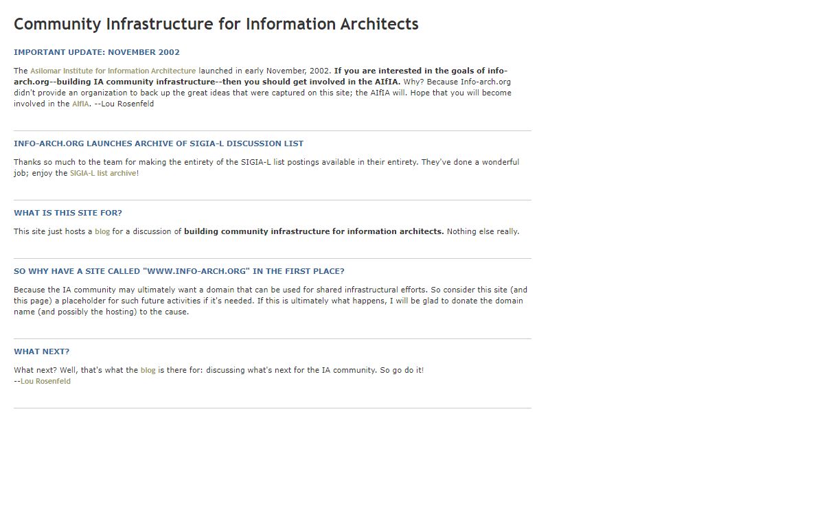 Community Infrastructure for Information Architects