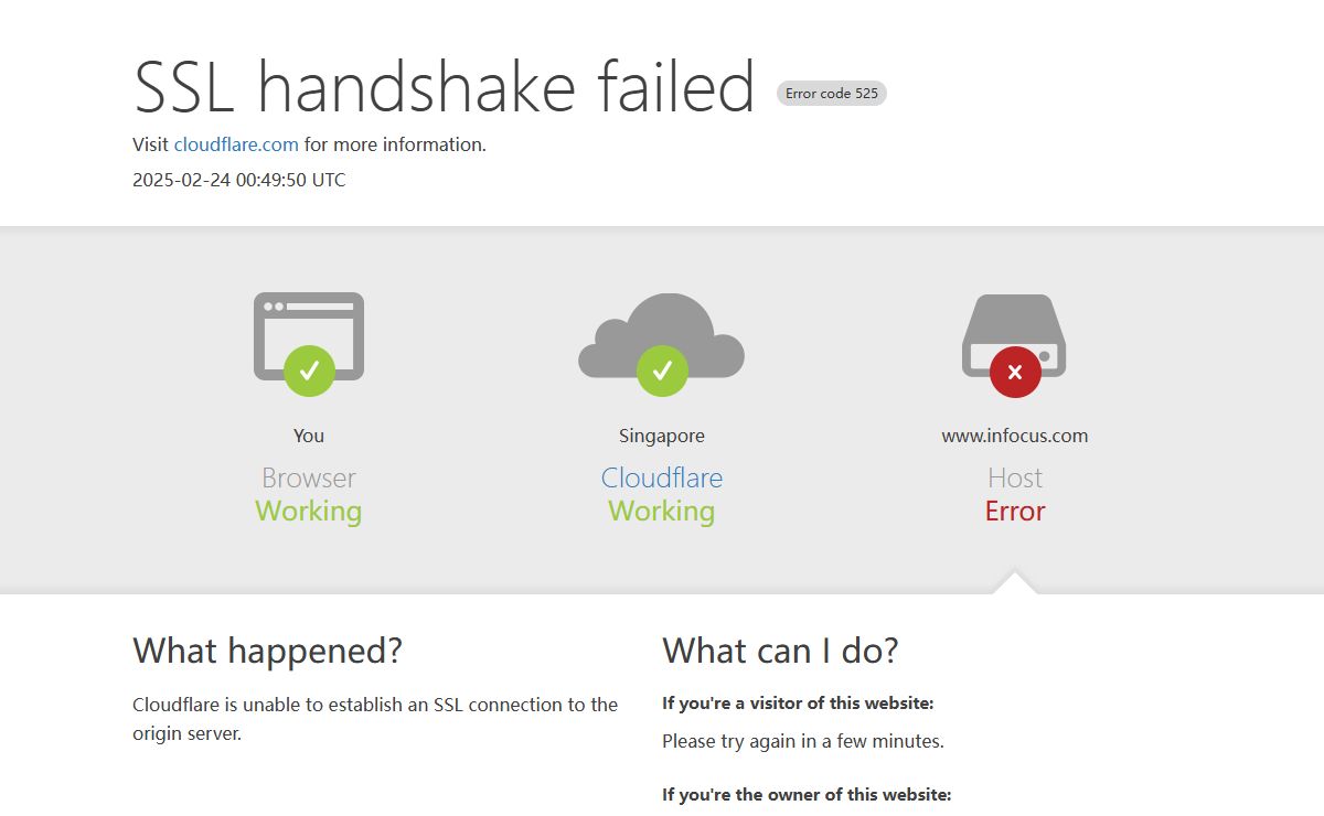 www.infocus.com | 525: SSL handshake failed