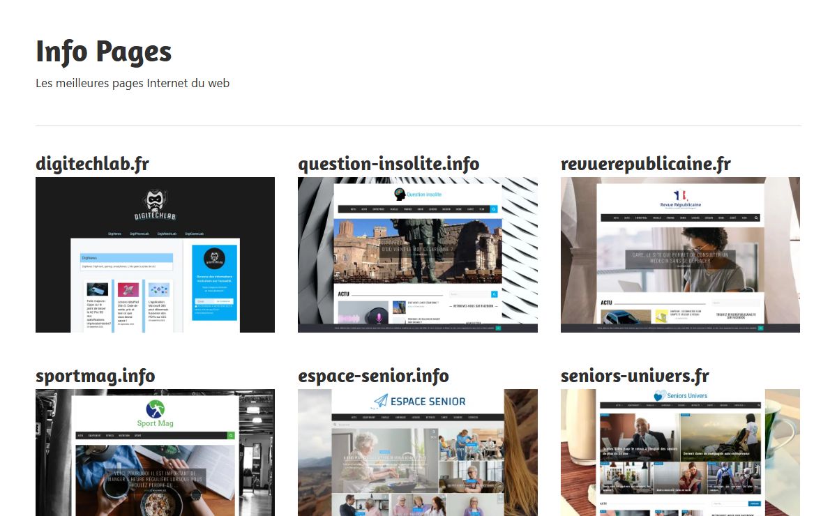 Info Pages - Les meilleures pages Internet du web